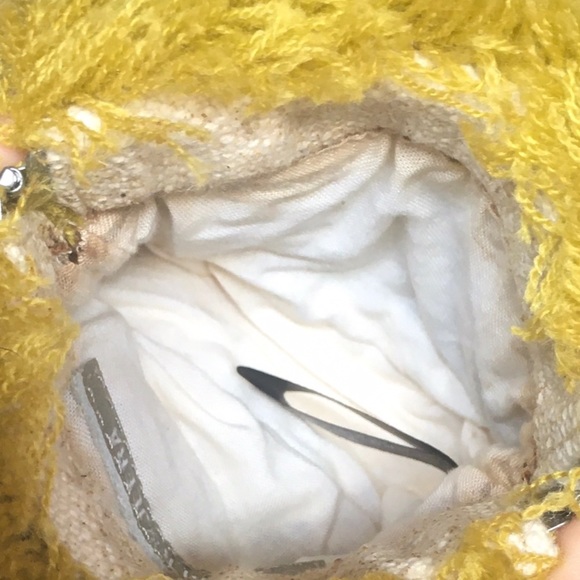 Anthropologie Jasper and Jeera coin purse fuzzy yellow carpet material - Picture 3 of 7